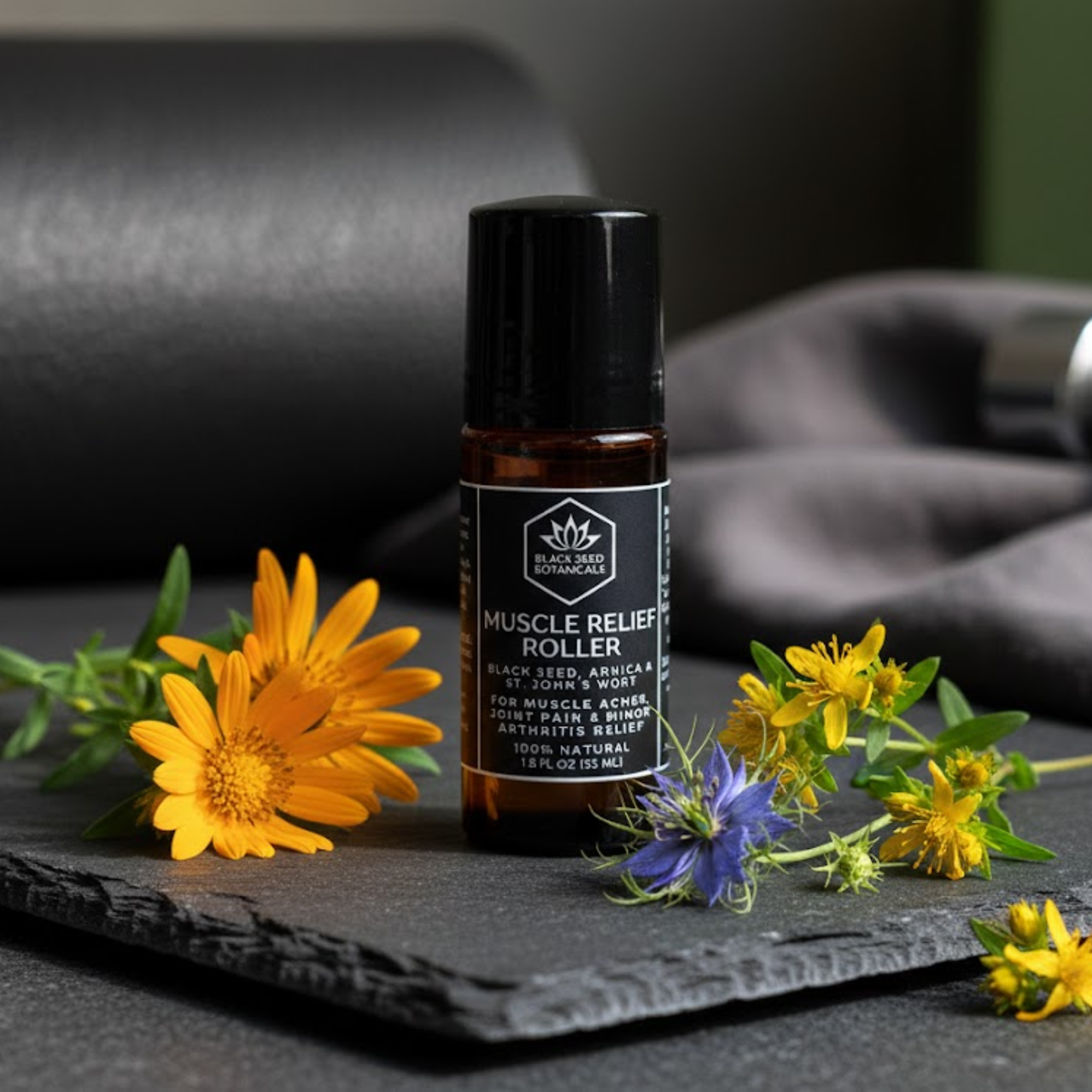 Muscle Relief Roller - Black Seed Oil, Arnica, St. John's Wort, and Menthol